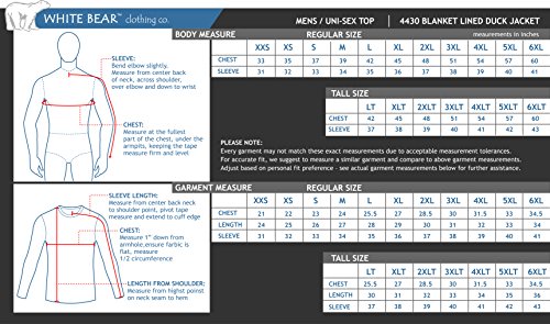 White Bear Clothing Co. Blanket Lined Duck Jacket Style 4430,18 Sizes: XXS-6XL, LT-6XT2