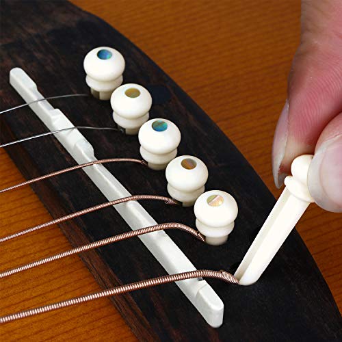 Donner Acoustic Guitar Bridge Pins, 6PCS White Bone Bridge Pins Inlaid 3mm Abalone Dot with Guitar Pins Puller and Sandpaper - image 8
