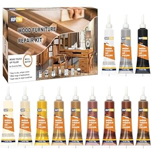 Hupeyna Houten Meubel Reparatie Kit, 12 Kleuren Hout Reparatie Kit, Hout Bijwerken Vullers, Reparatie Krassen, Scheuren, Verkleuring voor Houten Kast, Vloer, Deur, Tafel Oppervlakken Hout Plamuurverf