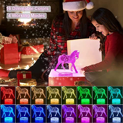 Lámpara de mesa en forma de caballo multicolor para niños miniatura 2