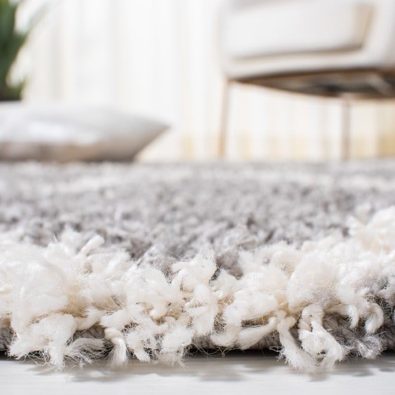Image of SAGON Anti-Skid Shaggy Carpet Rug for Home | Ultra-Soft Plush Floor Mat for Living Room & Bedroom | Non-Slip, High-Density, Cozy Luxury Decor| 1.6 x 4 Feet Silver Ivory Box