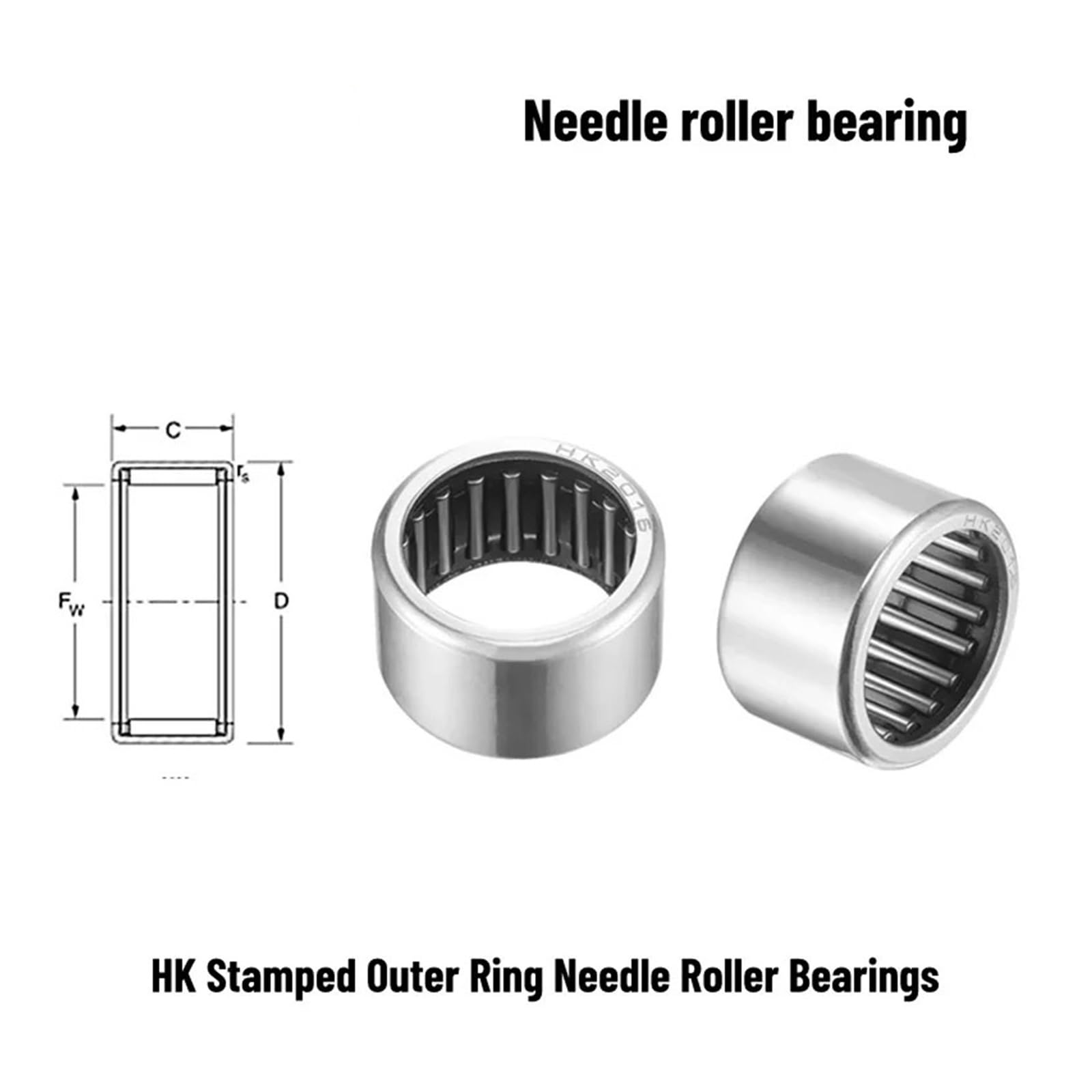 10PCS H/K Inner Diameter 3 4 5 6 7 8 9 10 12 13 14 15 16 Series Miniature Needle Roller Bearings Without Ring(H/K1612 16X22X12)