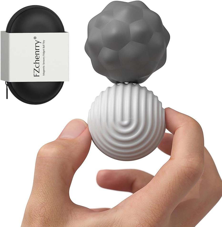 Silicone Magnetic Balls Fidget Toy for Adults, Soft Silicone Magnets Balls, Extra-Large 2PCS 40.5mm Stress Relief Sensory Toys for Autism ADHD Anxiety, Stress Relief Desk Office Toys (Grey)