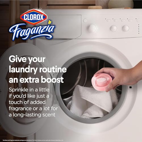 Image of Clorox Fraganzia Laundry Scent Booster Crystals, In-Wash Fragrance Beads for Fresh-Smelling Clothes & Linens, Safe for All Fabrics & Colors, Easy-Pour Bottle, Rose Scent, 70 Oz - 6 Pack