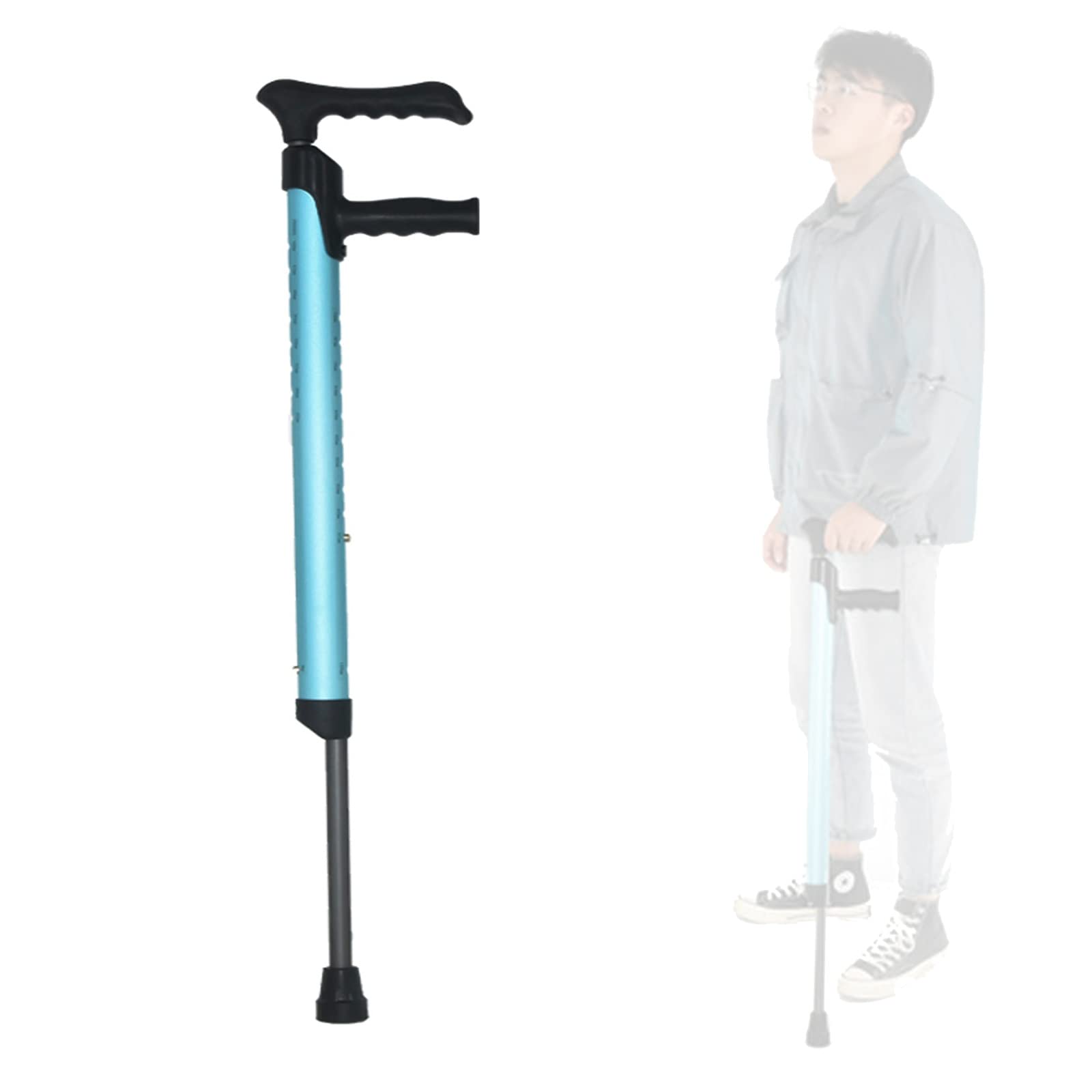 Stampella sottoascellare Blu, Stampella in Alluminio Leggera Regolabile in Altezza, Stampella Ortopedica Medica, per Adulti e Bambini con Altezza 150-190 cm Lucky Star