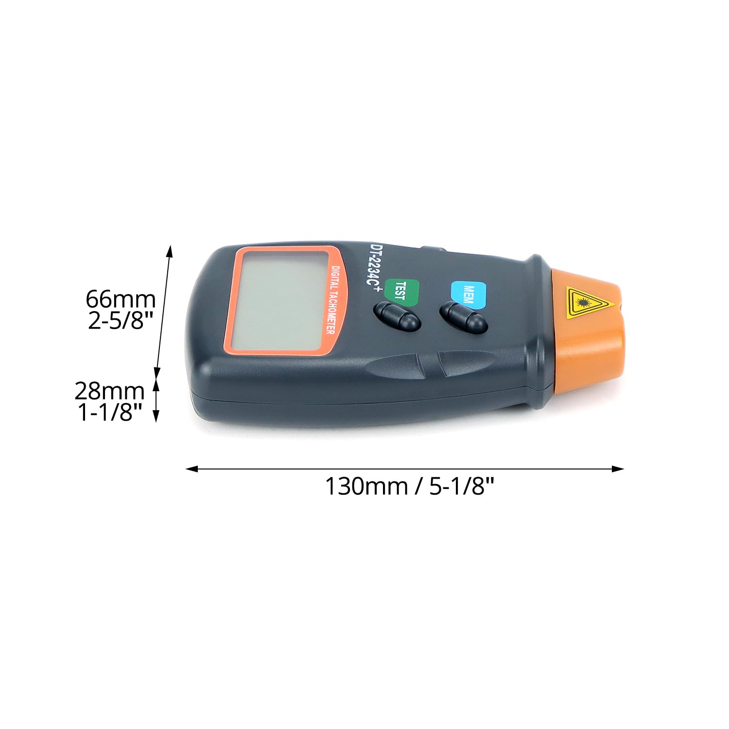 QWORK® Tachimetro digitale, contagiri laser fotografico senza contatto, ampio display LCD, batterie non incluse