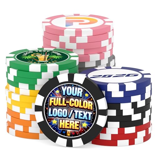 Qansean Personalized Clay Poker Chips 50-500 PCS 40mm 11.5g Heavy Casino Chips with Custom Logo Photo or Design Good for Parties Bars Business & Corporate Events