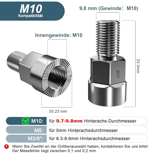 EMTB Achsadapter M10 x 1.0，Universal Fahrrad Achsadapter für M10 x 1.0 Vollachse，Universal Fahrrad Achsadapter für Fahrrad Kupplung, Unisex Fahrrad Achsadapter für Anhänger Adapter
