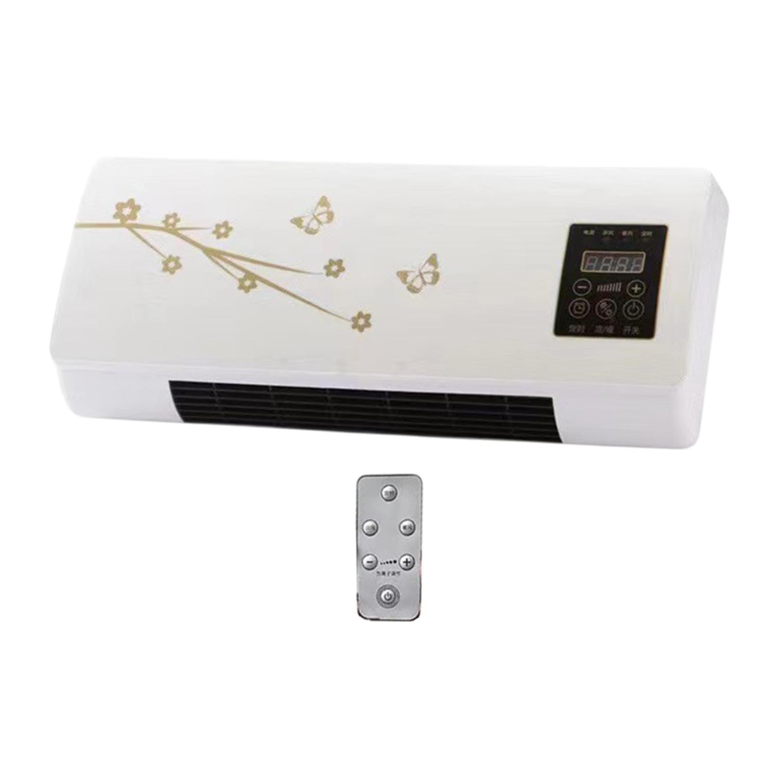 Small Wall Heater Low Noise Portable 8H Timer for Office Bathroom Indoor Use Butterfly Print-image-25
