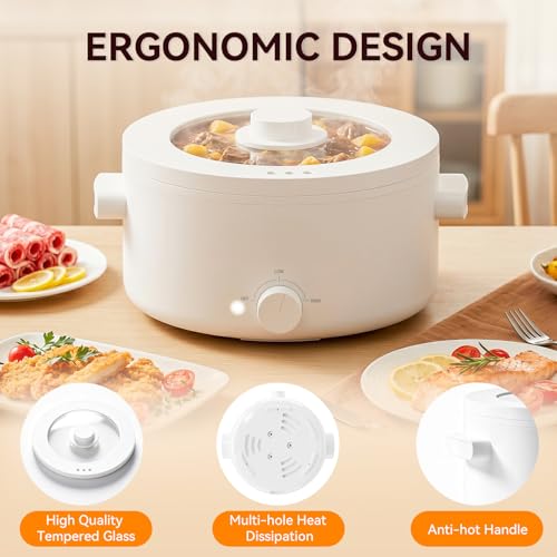 Image of Electric Hot Pot, 3L Portable Electric Pot with Ceramic Non-stick Coating