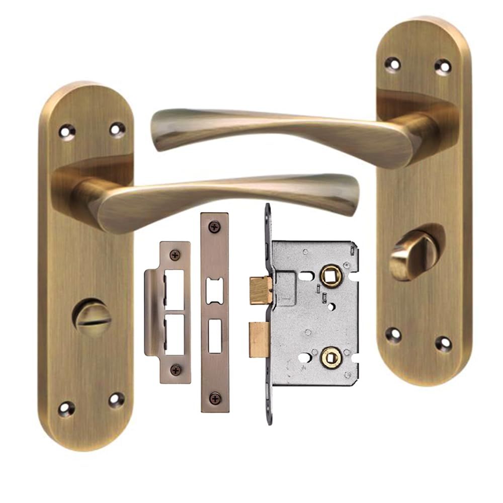 Golden Grace Antique Brass Victorian Long Plate Astrid Design Bathroom Lock Door Handles With Bathroom Mortise Lock Finish