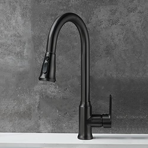 Mélangeur eau chaude et froide noir : robinet de cuisine extractible à 2 modes
