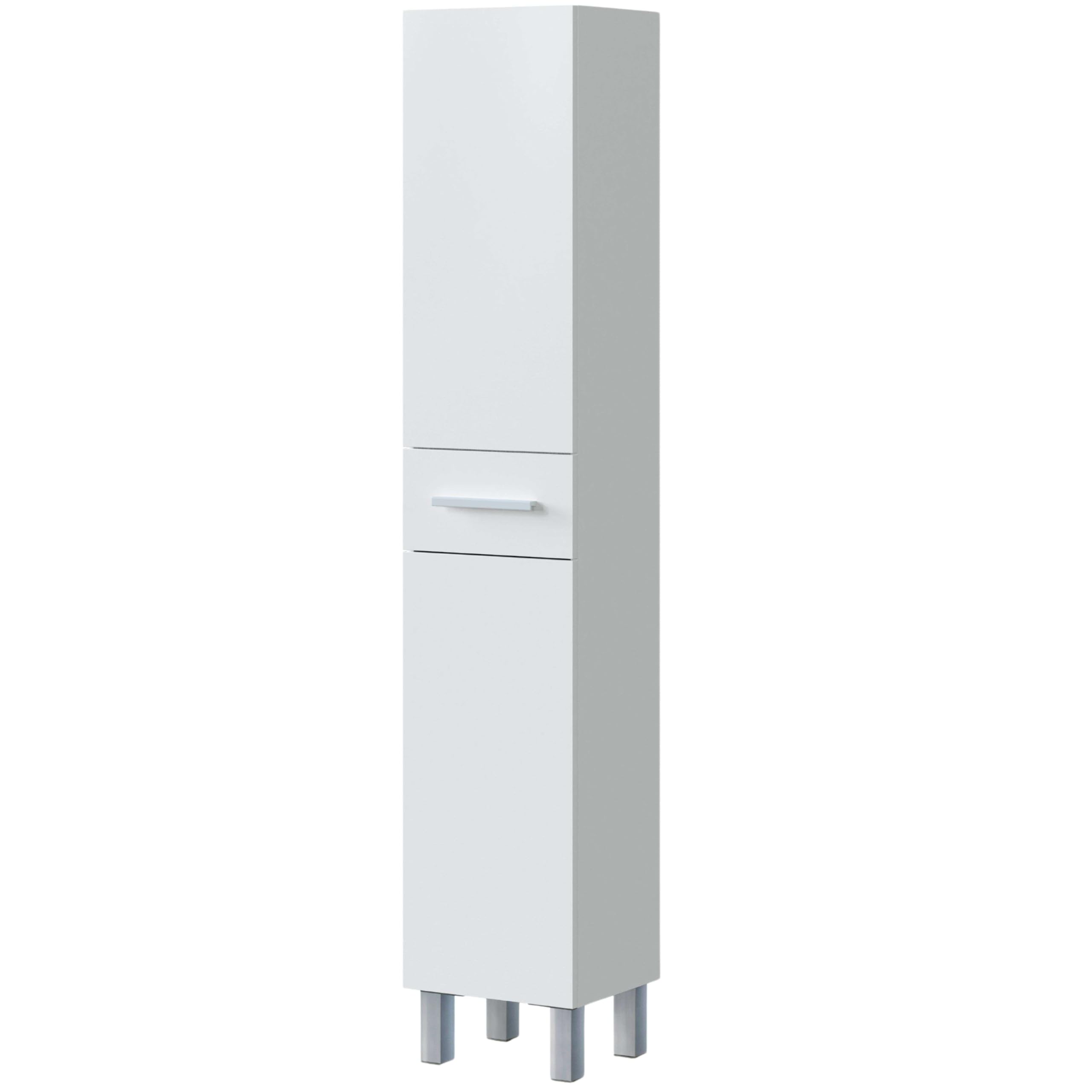 ARKITMOBEL Columna de Baño Athena Estilo Contemporáneo 2 Puertas y 1 cajón Color Blanco Brillo 182x35x31 cm