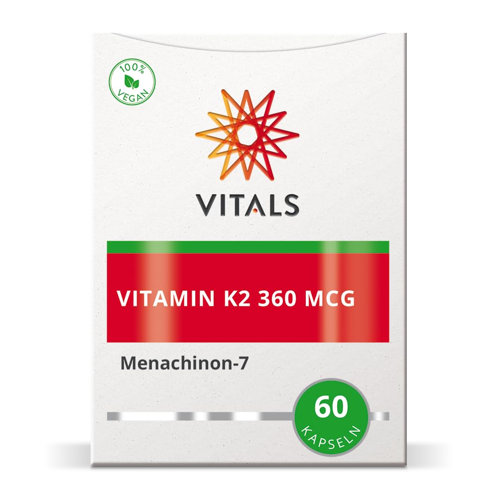 Vitals - Vitamin K2 360 mcg 60 Kapseln. Höhere Dosierung von Vitamin K2 in der überlegenen Form von Menachinon-7 (MK-7).