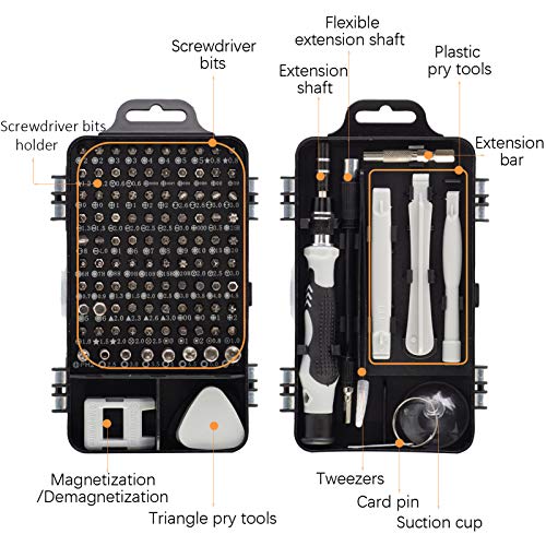 Image of HPMAISON 115 in 1 Precision Screwdriver Set, Magnetic Mini Screwdriver Set DIY Hand Work Repair Tools Kit for iPhone, Laptop, PC, Watch, Glasses and Other Electronics, Small Screwdriver Kit with Case