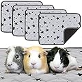 4 Pieces Guinea Pig Cage Liners Guinea Pig Fleece Bedding Absorbent Guinea Pig Accessories Reusable Washable Guinea Pig Pee Pad Non Slip Guinea Pig Mats for Cages with Patterns (24 x 18 Inch)