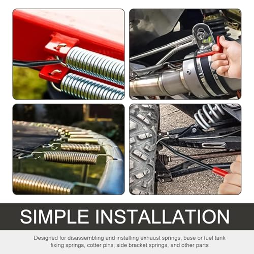 Image of 2 PCS Motorcycle Exhaust Pipe Spring Disassembly Tool, 6.30In x 3.15In T-shape Vehicle Puller Installer Tool, Universal Durable Automotive Spring Hook Accessories (Red & Black)