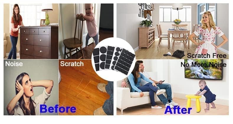 Image of Siara Rubber Self Adhesive Round Felt Pads Non Skid Floor Protector Furniture Sofa Furniture Chair Balance Pad Noise Insulation Floor Bumper Color: Black - 32 Pcs (32 Pcs Round Pad)