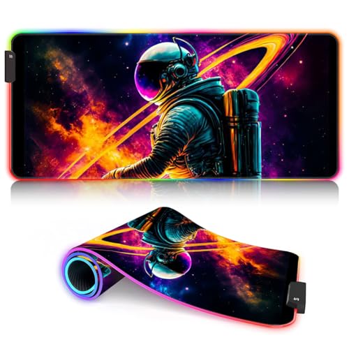Tapis souris LED RGB bureau ordinateur portable Galaxy Thinker