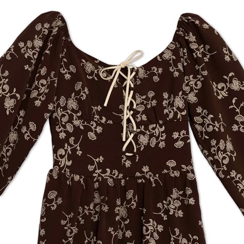 Speechless Girls' Long Sleeve Floral Print Lace-up Flounce Hem Dress4