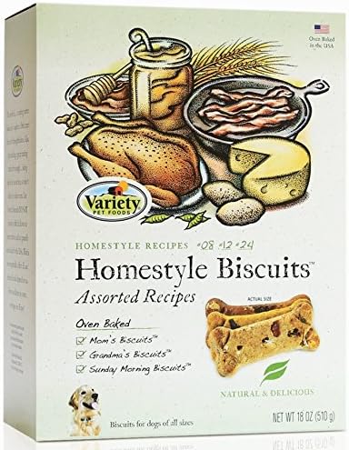 Homestyle Recipes, Assorted Recipes, 18-Ounce Boxes, Natural Baked Dog Biscuits (Pack Of 6)