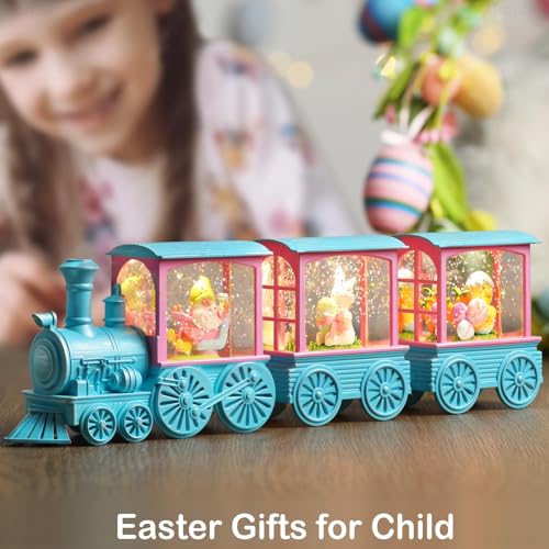 image for Gorrzai Easter Snow Globe Lighted Bunny Snow Globes with 6H Timer and 