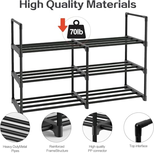 MOCINE 2024 Widened 3 Tier Shoe Rack, 86x30.5x56cm,Metal Shoe Rack, Shoe Shelf, Shoe Racks for Entryway,Shoe Racks for Closet,Space Saving Shoe Rack Organizer, Black - Image 6