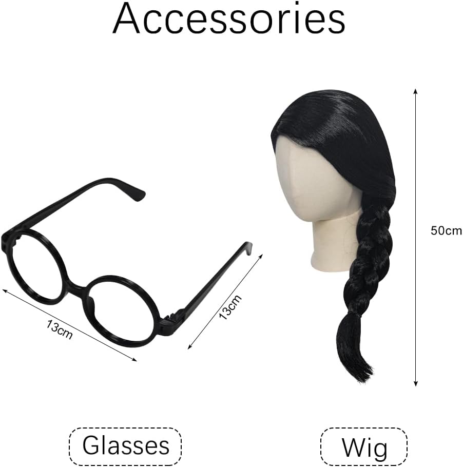 Witch Costume for Girl, Kids Halloween Witch Costume Dress with Wig and Glasses,Birthday Party Cosplay Dress Up Outfit - Image 5