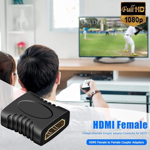 Image of HDMI Extender Female to Female Coupler Adapter for HDTV, Laptop PC, Projector and etc. (HDMI Female to Female Extender). Black.