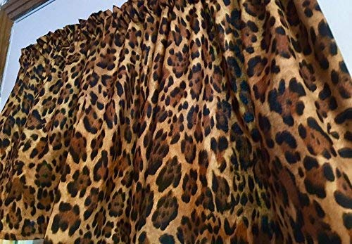 Handmade In The Usa Brown Black Leopard Spots Cheetah Cat Cotton Some Custom Made Window Curtain Valance #TOP3