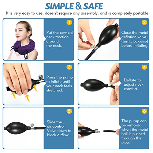 Jaximy Neck Stretcher, Neck Traction Device, Cervical Traction Device, Neck Pain Relief, Adjustable Inflatable Neck Brace & Neck Stretcher Cervical Traction thumb #6