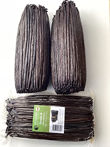 Image of 1 Lb Tahitian Grade B Vanilla Beans for Extract and All Things Vanilla| 4 inch-7 inch by FITNCLEAN VANILLA for Paste and Baking Whole NON-GMO Bourbon Pods (16 oz)