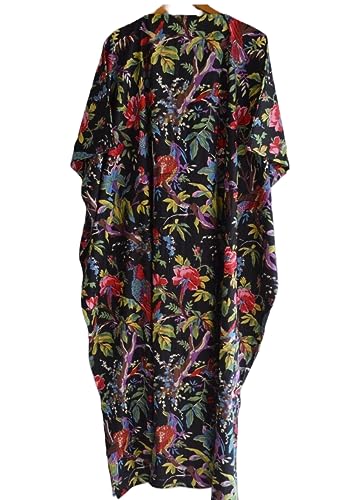 Flamingo Floral Print Kaftan,Long and Short Caftan,Dress for to be Moms,Beach Cover up,Sleepwear Kaftan Maxi, Bikini Cover Up