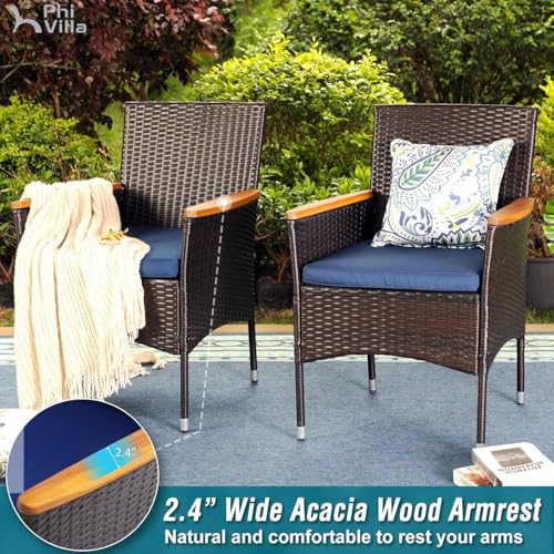 PHI VILLA 9 Pieces Outdoor Dining Set for 8, Expandable Rectangular Wrought Iron Table & Wicker Chairs with Cushions, Large Furniture Set for Patio, Deck, Yard, Porch - Image 5