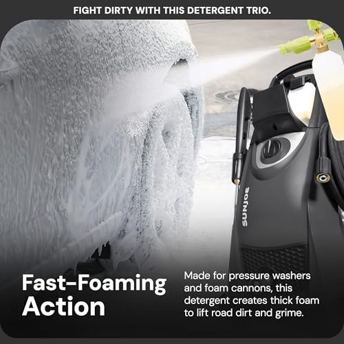 Image of Sun Joe 3-Pack Snow Foam Car Wash Soap & Cleaner Concentrate, Multi-Scent, 1 Quart Per Bottle - Automotive Vehicle Cleaning Solution for Vinyl, Aluminum, Wood, & Brick Surfaces, SPX-AW3Q