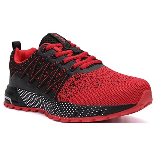 SOLLOMENSI Zapatillas de Deporte Hombres Mujer Running Zapatos para Correr Gimnasio Sneakers Deportivas Padel Transpirables Casual Montaña 45 EU H Rojo