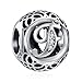 Produktbild F Glücksklee 925 Sterling Silber Bead Charms für Kinder mit Runden Zirkonia, Geschenke, Kommt in Geschenkbox, Nickelfrei 26 Buchstaben DIY Serie