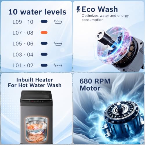 Image of Bosch 9 KG 5 Star Fully Automatic Top Loading Washing Machine,Inbuilt Heater,Glass Lid with chrome finish,Tempered Glass with Soft Closing Lid,Unique display with 10 Button, Vietnam Black,(WOE90EV0IN)