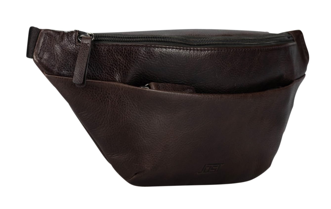 JOST Leder Gürteltasche Umhängetasche London Crossover Bag Brown Dunkelbraun