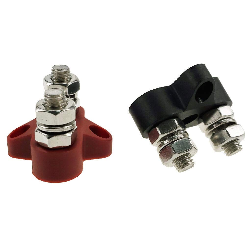 Bornes, 2pack alimentation Borniers DC 48V M8 (5/16") Double robuste Terminal Stud alimentation et la jonction sol Bloc pour un sertissage précis