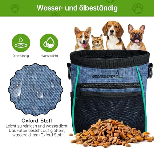Leckerlibeutel für Hunde, Große Futtertasche für Hundetraining, Bauchtasche mit verstellbarem Gurt, Snackbeutel aus Oxford-Stoff, Praktische Bauchtasche für Hundetraining, Blau