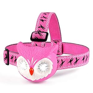 Torcia a LED per bambini e adulti, con luce a forma di gufo, 4 modalità di illuminazione notturna, corsa, escursionismo, campeggio, lettura (rosa acceso)