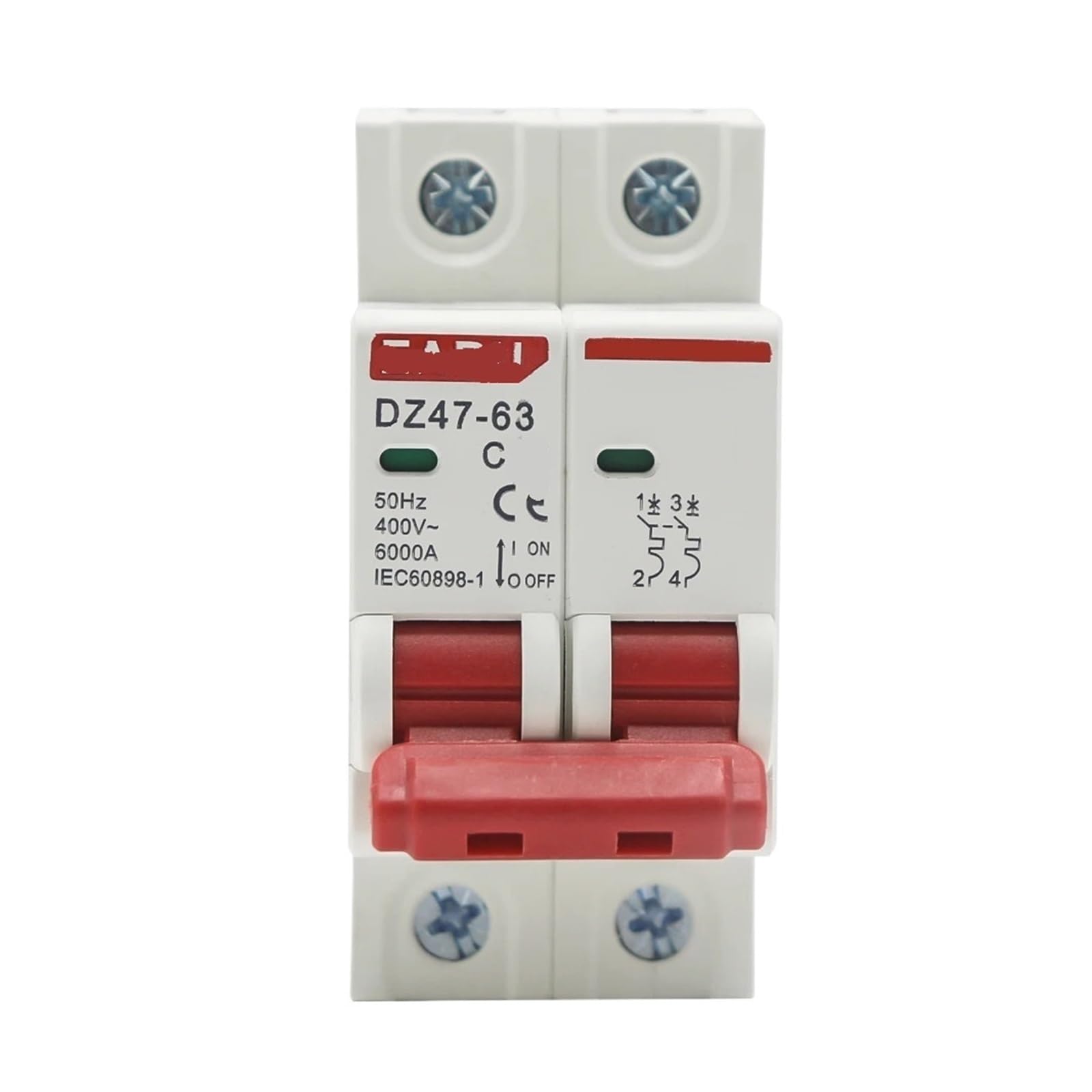 Disjoncteur C45N 2 pôles de type C pour installation sur rail DIN 35mm