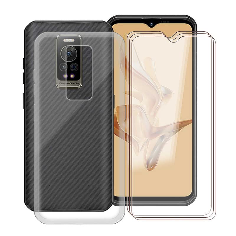 HGJTF Phone Case for Ulefone Armor 17 Pro (6.58") Case with 3 X Tempered Glass Protective Film, Slim Soft TPU [Shockproof X Anti-Yellowing] Clear