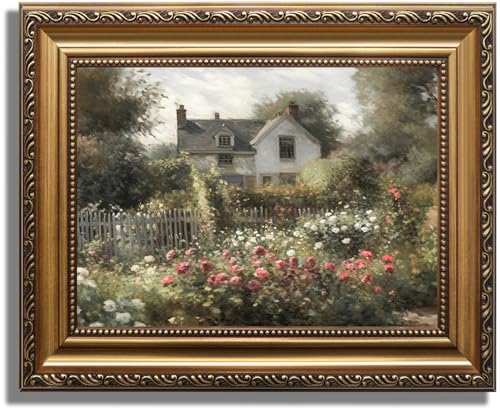 Cadeaux pour amis esthètes : tableau de paysage rustique vintage avec cadre doré
