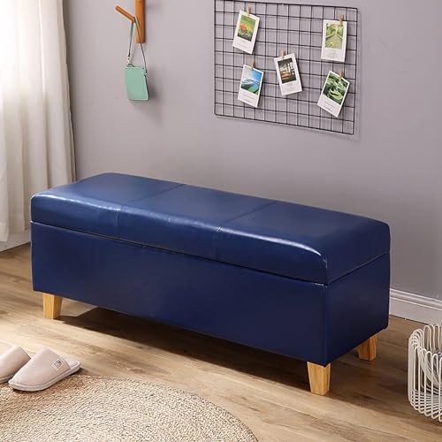 Siège de banc rembourré bleu en similicuir au design moderne