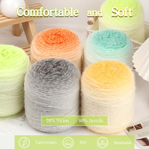 Image of Katech Ombre Yarn for Crocheting-Large Skein of Gradient Yarn Cake-2 Pack of 200g /7.05 oz-80% Acrylic,20% Nylon- #4 Medium-Perfect for Star Blankets, Scarves, Shawls and Garments (J)