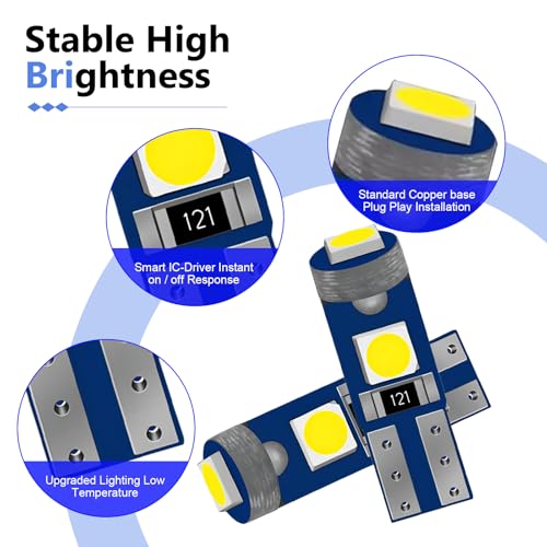 10 luces LED T5 para tablero de auto blancas miniatura 4