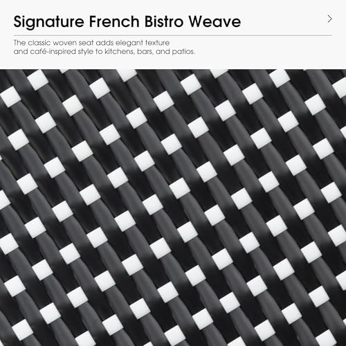 Image of PURPLE LEAF Outdoor French Round 30 inch Bar Stool Set of 2 Oversized Rattan Armless Barstools Bamboo Finish Aluminum Frame Footrest with Handwoven Wicker for Indoor Patio Yard Bistro Black