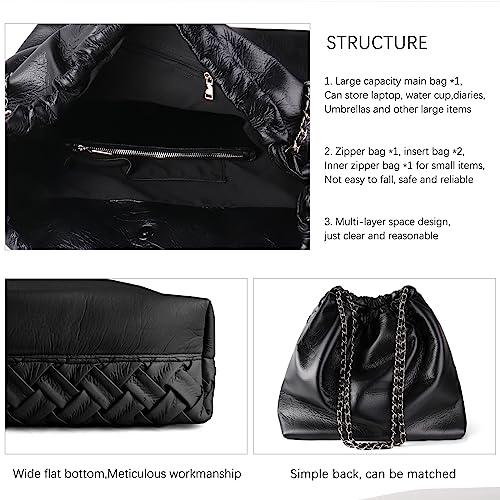 Bolso Hobo de Cuero Tejido para Mujer con 2 Carteras miniatura 6